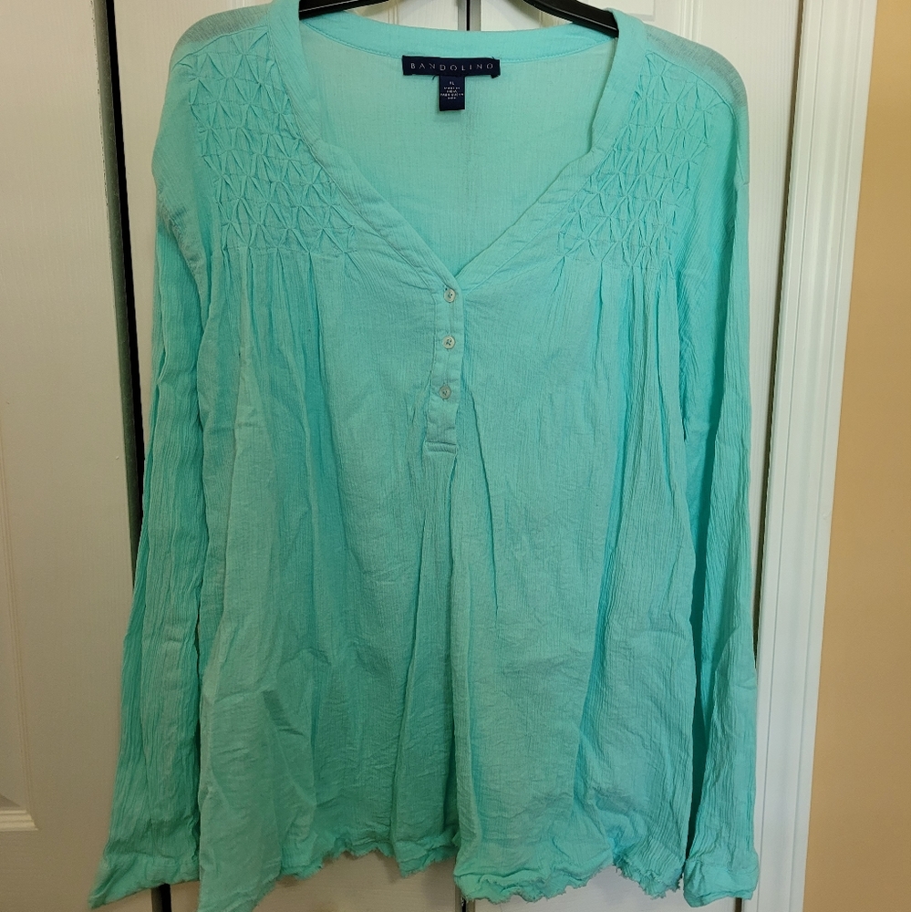 Teal long-sleeved Blouse